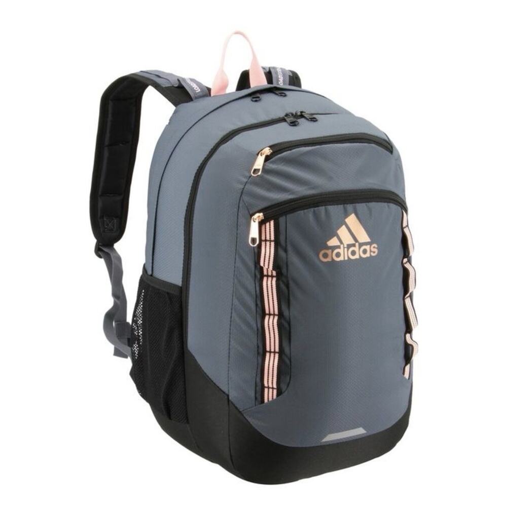 adidas Excel 6 Backpack Jersey Gray Rose Gold Laptop School Travel Book Bag